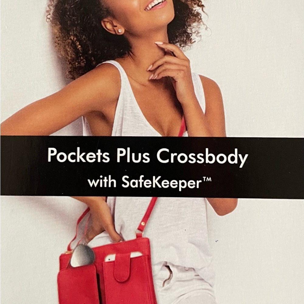 Mundi Pockets Plus Crossbody Bag with SafeKeeper in Navy Blue Vegan Leather - Picture 6 of 13